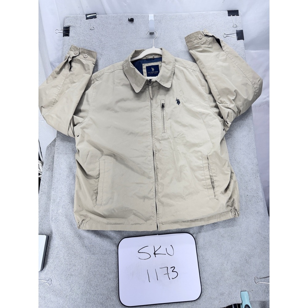 US Polo Assn Jacket Mens XXL Tan Harrington Full Zip Windbreaker 10-9188-P5